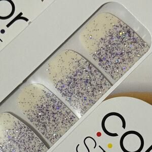 New Color Street “Lavish Lavender” Lavender Glitter Clear Overlay Nail Strips